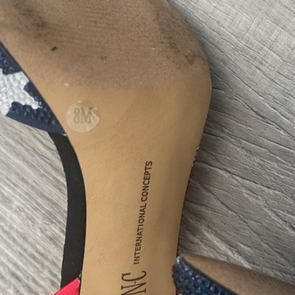 INC International Concepts Red and White & Blue Stiletto Heels - Size 8 - Picture 6 of 6